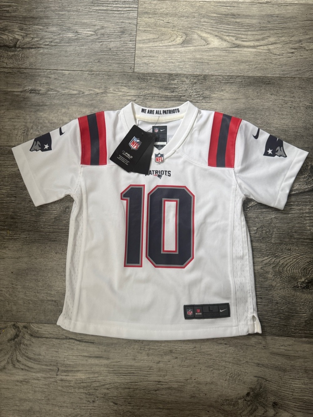 Nike White Kids New England Patriots #10 Football Jersey with Red & Navy Accents